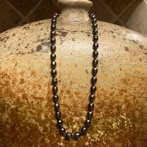 Cultured Freshwater Peacock Ringed Pearl Necklace 24 Inches